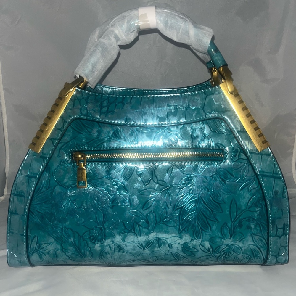 💎 Embossed Teal Patent Leather Handbag w/ Gold Hardware 💎